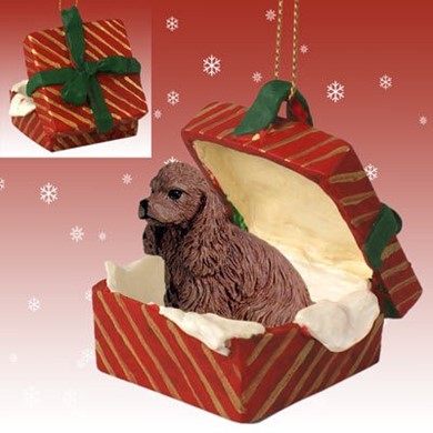 Raining Cats and Dogs | Cocker Spaniel Gift Box Christmas Ornament