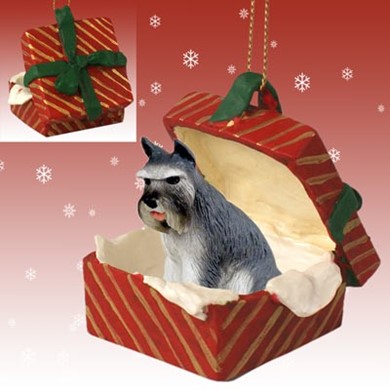 Raining Cats and Dogs | Schnauzer Gift Box Christmas Ornament