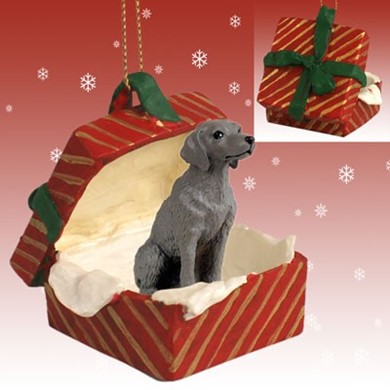 Raining Cats and Dogs | Weimaraner Gift Box Christmas Ornament