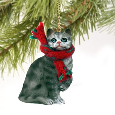 Silver Tabby Cat Christmas Ornament