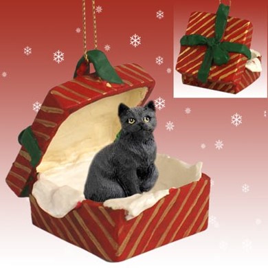 Black Cat Gift Box Christmas Ornament