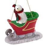 Raining Cats and Dogs | Komondor Sleigh Christmas Ornament