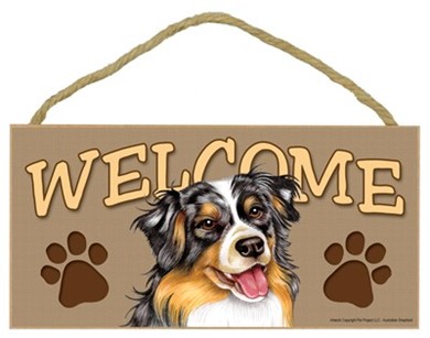 Raining Cats and Dogs | Australian Shepherd Welcome Sign, a Terrific Dog Breed Gift