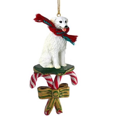 Raining Cats and Dogs | Kuvasz Dog Candy Cane Christmas Ornament