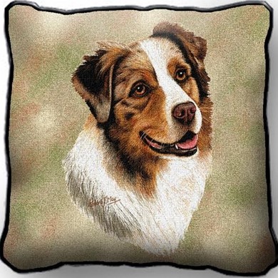 Raining Cats and Dogs | Australian Shepherd Tapestry Pillow, Made in the USA