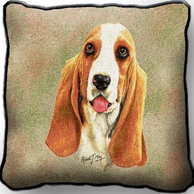 Raining Cats and Dogs | Basset Hound Tapestry Pillow Cover, Made in the USA