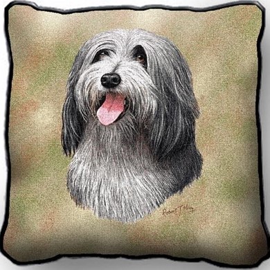 Raining Cats and Dogs | Bearded Collie Tapestry Pillow, Made in the USA