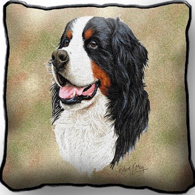 Raining Cats and Dogs | Bernese Mountain Dog Tapestry Pillow Cover, Made in the USA