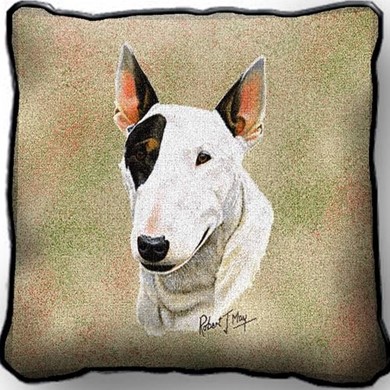 Raining Cats and Dogs | Bull Terrier Tapestry Pillow Cover, Made in the USA