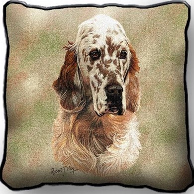Raining Cats and Dogs | English Setter Orange Belton Tapestry Pillow, Made in the USA