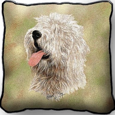 Raining Cats and Dogs | Old English Sheepdog Tapestry Pillow, Made in the USA