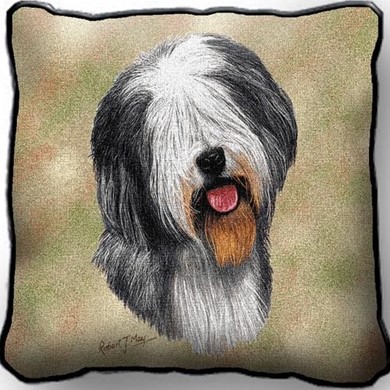 Raining Cats and Dogs | Old English Sheepdog Tapestry Pillow, Made in the USA