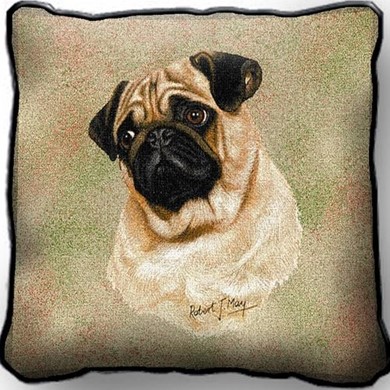 Raining Cats and Dogs | Pug Tapestry Pillow, Made in the USA
