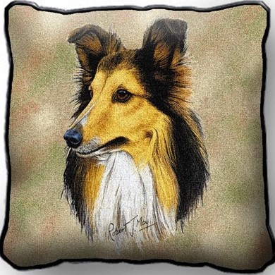 Raining Cats and Dogs | Shetland Sheepdog Tapestry Pillow