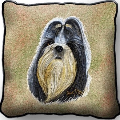 Raining Cats and Dogs | Shih Tzu Tapestry Pillow, Made in the USA