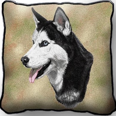Raining Cats and Dogs | Siberian Husky Tapestry Pillow, Made in the USA