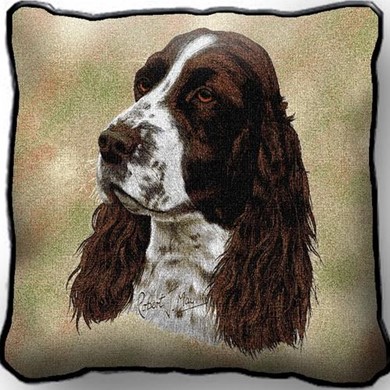 Raining Cats and Dogs | Springer Spaniel Tapestry Pillow, Made in the USA
