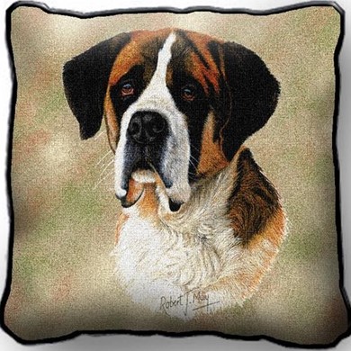 Raining Cats and Dogs | Saint Bernard Tapestry Pillow, Made in the USA