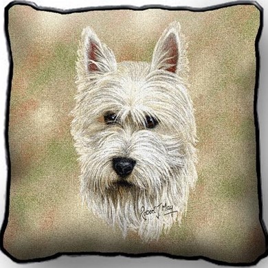 Raining Cats and Dogs | West Highland Terrier Tapestry Pillow, Made in the USA