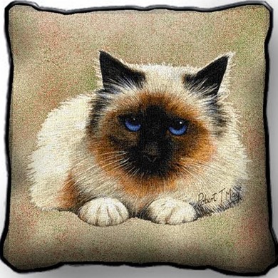 Raining Cats and Dogs | Birman Tapestry Cat Pillow, Made in the USA