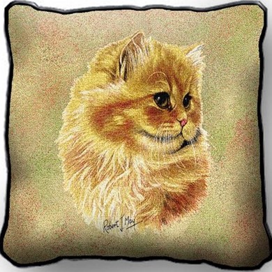 Raining Cats and Dogs | Cameo Persian Cat Tapestry Pillow, Made in the USA