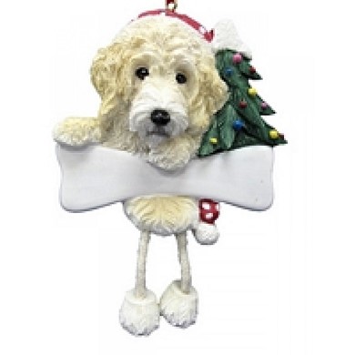Raining Cats and Dogs | Labradoodle Dangling Legs Dog Christmas Ornament