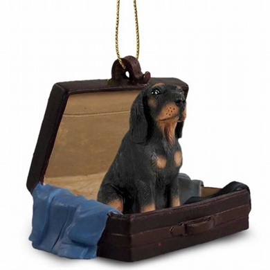 Raining Cats and Dogs | Black and Tan Coonhound Traveling Companion Ornament