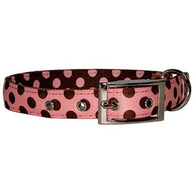 Raining Cats and Dogs | Uptown Pink and Brown Polka Dot Buckle Collar