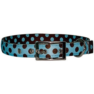 Raining Cats and Dogs | Uptown Blue and Brown Polka Dot Buckle Collar