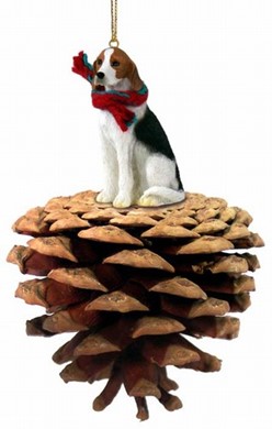 Raining Cats and Dogs | Pine Cone American Fox hound Christmas Ornament