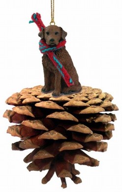 Raining Cats and Dogs | Pine Cone Chesapeake Bay Retriever Dog Christmas Ornament