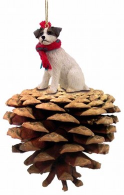 Raining Cats and Dogs | Pine Cone Jack Russell Dog Christmas Ornament