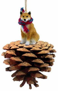 Raining Cats and Dogs | Pine Cone Shiba Inu Dog Christmas Ornament