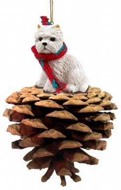 Raining Cats and Dogs | Pine Cone West Highland Terrier Dog Christmas Ornament