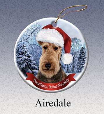 Raining Cats and Dogs | Airedale Dear Santa Dog Christmas Ornament
