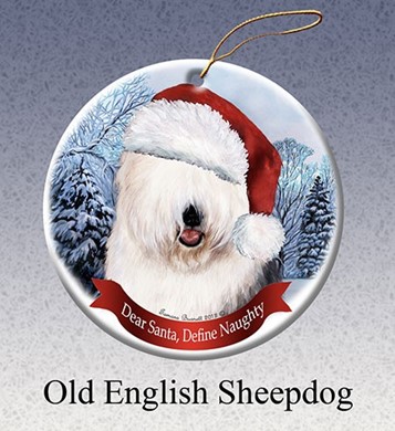 Raining Cats and Dogs | Old English Sheepdog Dear Santa Christmas Ornament