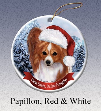 Raining Cats and Dogs | Papillon Dear Santa Dog Christmas Ornament