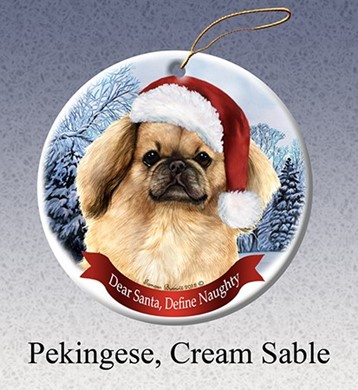 Raining Cats and Dogs | Pekingese Dear Santa Dog Christmas Ornament