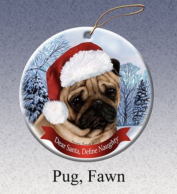 Raining Cats and Dogs | Pug Dear Santa Dog Christmas Ornament