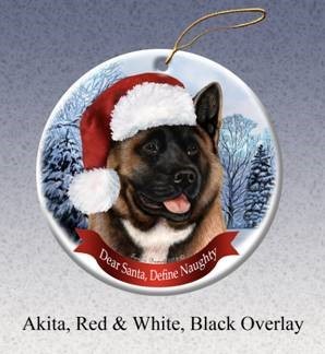 Raining Cats and Dogs | Akita Dear Santa Dog Christmas Ornament