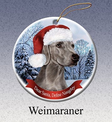 Raining Cats and Dogs | Weimaraner Dear Santa Dog Christmas Ornament
