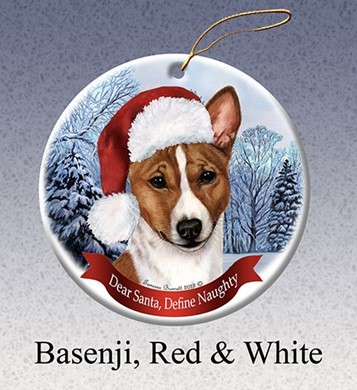 Raining Cats and Dogs | Basenji Dear Santa Dog Christmas Ornament