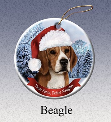 Raining Cats and Dogs | Beagle Dear Santa Dog Christmas Ornament