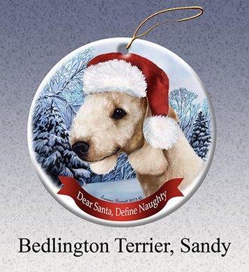 Raining Cats and Dogs | Bedlington Terrier Dear Santa Dog Christmas Ornament