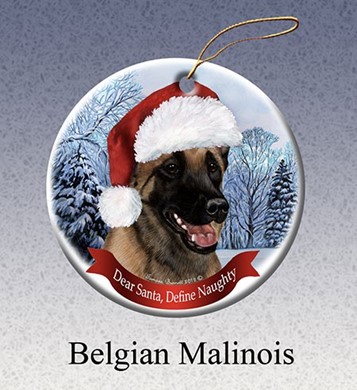 Raining Cats and Dogs | Belgian Malinois Dear Santa Dog Christmas Ornament