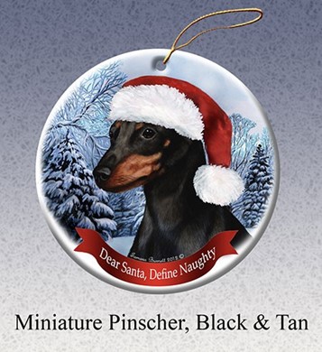 Raining Cats and Dogs | Miniature Pinscher Dear Santa Dog Christmas Ornament