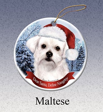 Raining Cats and Dogs | Maltese Dear Santa Dog Christmas Ornament