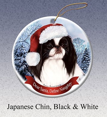 Raining Cats and Dogs |  Japanese Chin Dear Santa Dog Christmas Ornament