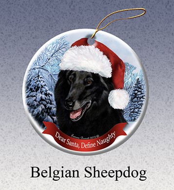 Raining Cats and Dogs | Belgian Shepherd Dear Santa Dog Christmas Ornament