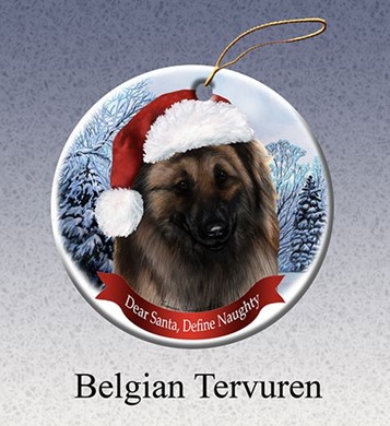 Raining Cats and Dogs | Belgian Tervuren Dear Santa Dog Christmas Ornament